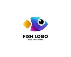 Simple design colorful fish logo modern style vector