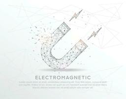 Magnet abstract mash line and composition digitally drawn in the form of broken a part triangle shape and scattered dots. vector