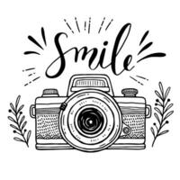 Photo camera with lettering smile vector