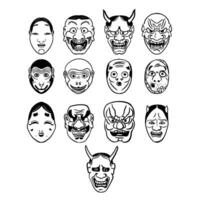 The Japanese mask  Art line image transparent background vector