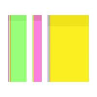 Set of 3 multi colored office reminder paper stickers in different widths in trendy bright shades. vector