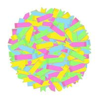 Abstract image of a circle made of colored office sticky notes of different shapes in trendy shades vector