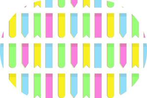 Vector Abstract background texture of colorful pattern elliptical shape of note paper sticks. Isoate