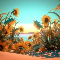 Summer Themed Lush Fractal Design Background generative AI photo