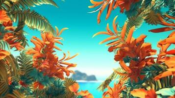 Summer Themed Lush Fractal Design Background generative AI photo