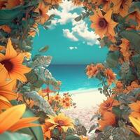 Summer Themed Lush Fractal Design Background generative AI photo