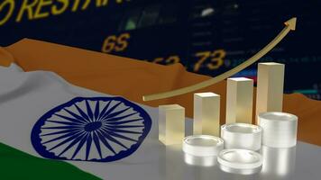The Chart and India flag for Business concept 3d rendering photo