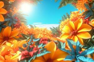 Summer Themed Lush Fractal Design Background generative AI photo