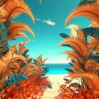 Summer Themed Lush Fractal Design Background generative AI photo