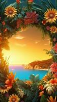 Summer Themed Lush Fractal Design Background generative AI photo