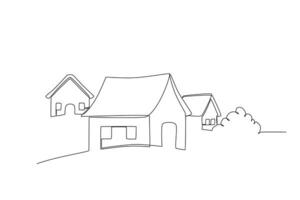 A village with grass beside it vector