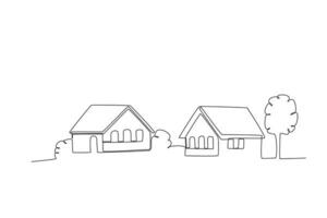 Two houses with plants around them vector