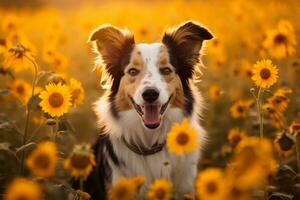 portrait of a happy outdoor summer dog generative AI photo