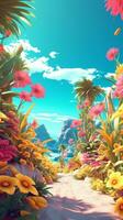 Summer Themed Lush Fractal Design Background generative AI photo