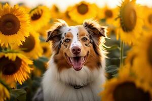 retrato de un contento al aire libre verano perro generativo ai foto