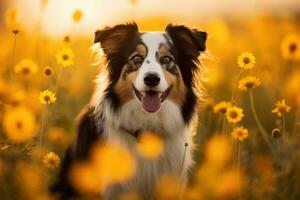 portrait of a happy outdoor summer dog generative AI photo