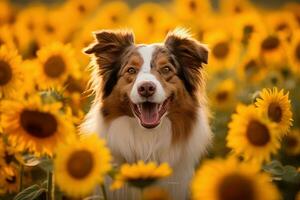 portrait of a happy outdoor summer dog generative AI photo