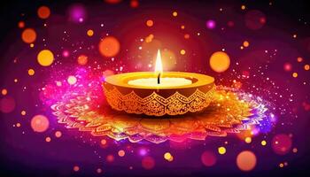 Diwali Celebration - Bright and Colorful Festival Lights - Generative AI photo