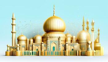 brillante mezquita y templo - capturar musulmán Días festivos - generativo ai foto