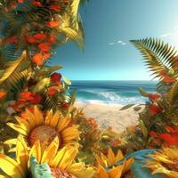 Summer Themed Lush Fractal Design Background generative AI photo