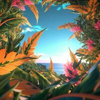 Summer Themed Lush Fractal Design Background generative AI photo