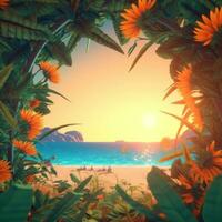 Summer Themed Lush Fractal Design Background generative AI photo