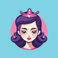 Girl Avatar wearing crown Concept Art On Blue Background vector