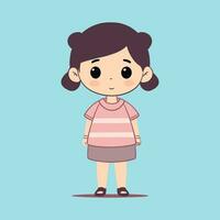 Illustrated Little Girl on a Blue Isolated Background vector