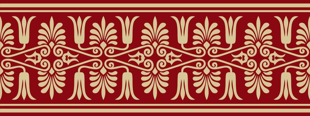 Vector red s ancient greece seamless ornament. Classic Endless pattern frame border Roman Empire