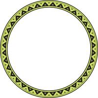 Vector yellow round Byzantine border, frame. Circle Greek pattern, Drawing of the Eastern Roman Empire. Decoration of the Russian Orthodox Church