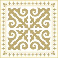 Vector golden square Kazakh national ornament. Ethnic pattern of the peoples of the Great Steppe, .Mongols, Kyrgyz, Kalmyks, Buryats