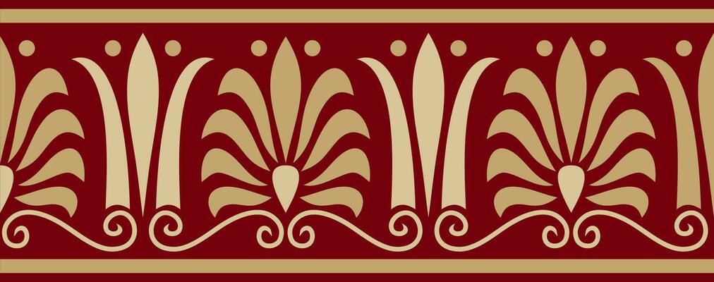 Vector gold and red seamless classic greek ornament. Endless European pattern. Border, frame Ancient Greece, Roman Empire