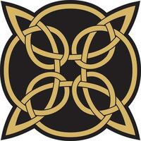 vector oro y negro céltico nudo. ornamento de antiguo europeo pueblos el firmar y símbolo de el irlandesa, escocés, británicos, francos