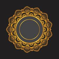 Luxury ornamental mandala design background in gold, Luxury wedding invitation, Ornamental floral corner frame, black background with gold mandala decoration vector