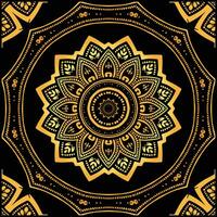 Luxury ornamental mandala design background in gold, Luxury wedding invitation, Ornamental floral corner frame, black background with gold mandala decoration vector