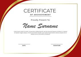 Elegant red and gold certificate template, appreciation for business and education vector