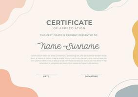 Modern certificate template with abstract shapes full color design, appreciation for business and education. vector