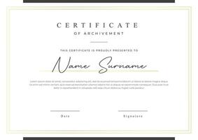 Certificate template with elegant design style and golden frame, appreciation for business and education. vector