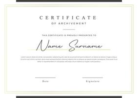 Certificate template with elegant design style and golden frame, appreciation for business and education. vector