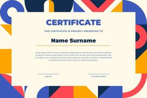 Certificate template with geometric design style. Appreciation for business and education. vector