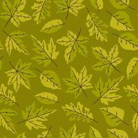 Seamless pattern with leaves of different shapes in green colors. Vector graphics.