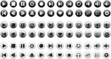 Multimedia control icon player button set vector