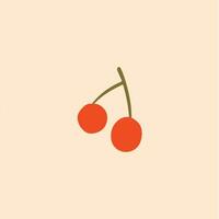 Red Cherry Symbol. Social Media Post. Fruit Vector Illustration.