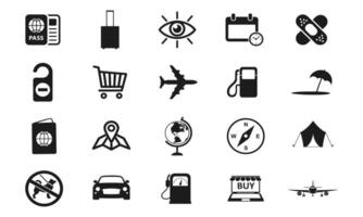 travel and holiday set icon, solid glyph style icon vector illustration