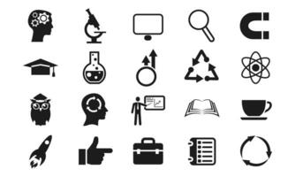 set icon science education. solid style icon vector