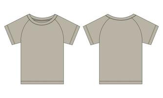 Short sleeve T shirt shirt Technical Fashion flat sketch vector illustration template front and back views. Clothing design mock up for baby boys