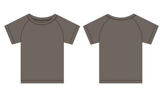 Short sleeve T shirt shirt Technical Fashion flat sketch vector illustration template front and back views. Clothing design mock up for baby boys