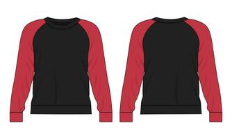 Long sleeve Sweatshirt technical fashion flat sketch vector illustration template front and back views. Fleece jersey sweatshirt sweater jumper for men's and boys.