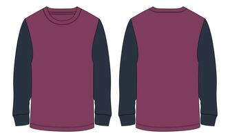 Long sleeve t shirt vector illustration template front and back views