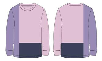 Long sleeve t shirt vector illustration template front and back views